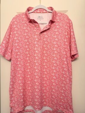 Vineyard Vines OTG Palmero Polo Shirt Pink Floral Size Medium NWOT
